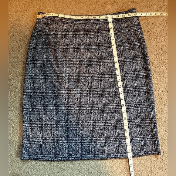 New Pencil Skirt pull on gray Houndstooth Plaid Stretch Size XL Jersey 41Hawthor - Picture 2 of 12